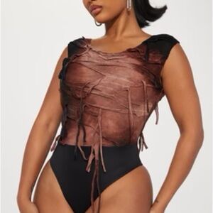 NWT fashion nova mesh bodysuit sz M